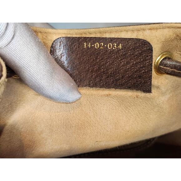 Gucci GG Canvas Bucket Crossbody Bag Brown Leather Trim Vintage Sherry Line - Picture 15 of 16